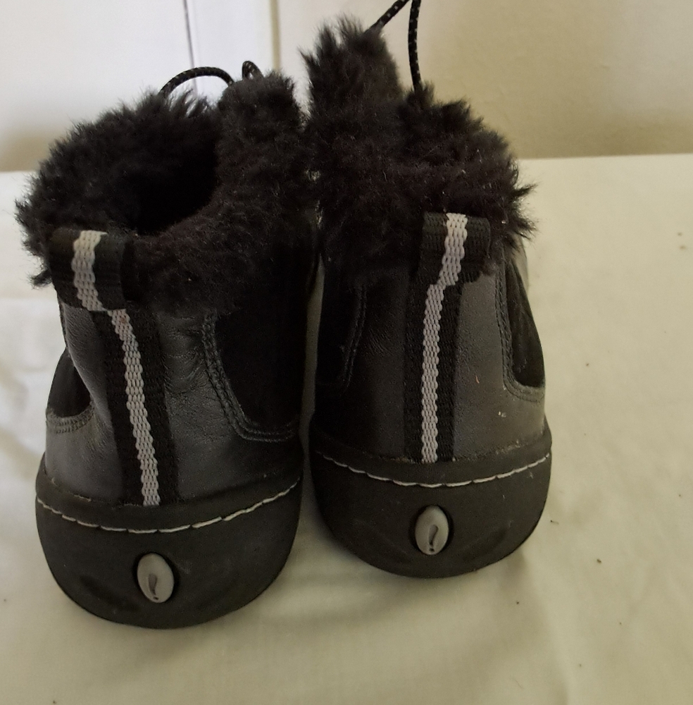 Privo Black and Gray Ankle Boots with Fur Lining